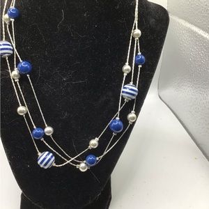 NWOT Stunning Blue & White Stone Necklace 9” length